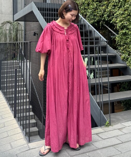 【India】シルクタッチボイル深Vフリンジワンピース