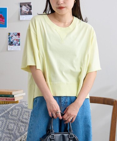 【すっきり見え】クロップド丈ピグメントTee