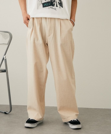 コットンリネンワイドパンツ