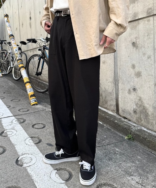 コットンリネンストレッチベイカーテーパードパンツ