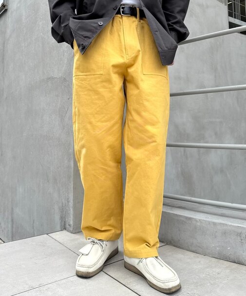 コットンリネンストレッチベイカーテーパードパンツ