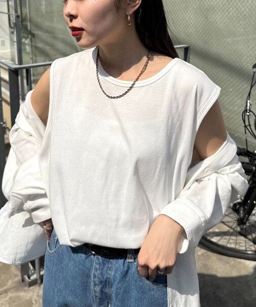 【ユニセックス】接触冷感テレコリブノースリーブタンクトップ