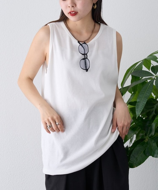 【ユニセックス】接触冷感テレコリブノースリーブタンクトップ