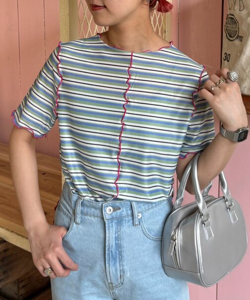 【HELLO.SANFRANCISCO】マルチボーダーメロートップス