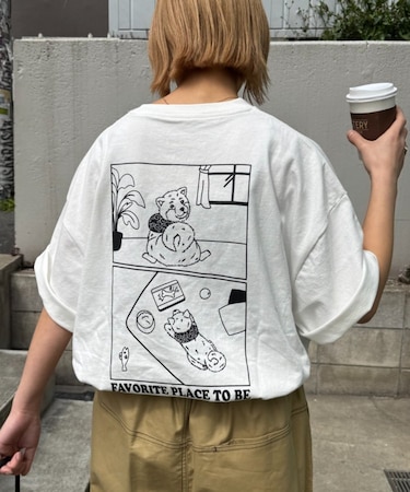 【DOGS】ユニセックスアニマル刺繍ロゴ半袖TEE
