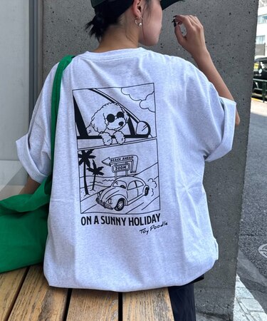 【DOGS】ユニセックスアニマル刺繍ロゴ半袖TEE