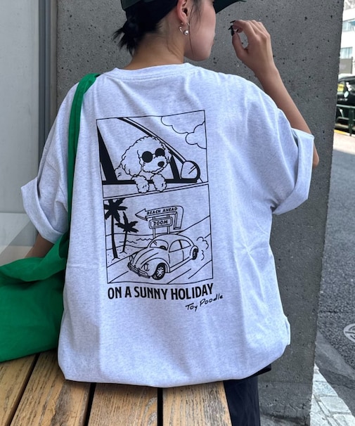 【DOGS】ユニセックスアニマル刺繍ロゴ半袖TEE