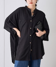 【夏の体型カバー】リネンレーヨンドルマンシャツ