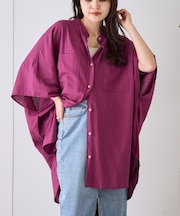 【夏の体型カバー】リネンレーヨンドルマンシャツ