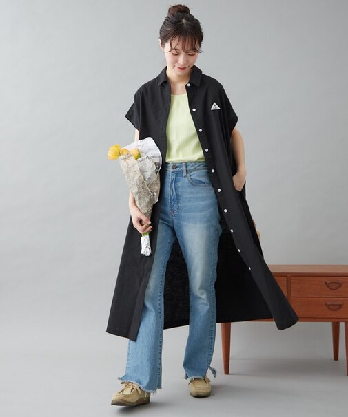 【GEVACO】フレンチスリーブシャツワンピース