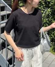 【ひんやりニット】コンパクトドライタッチクルーニット