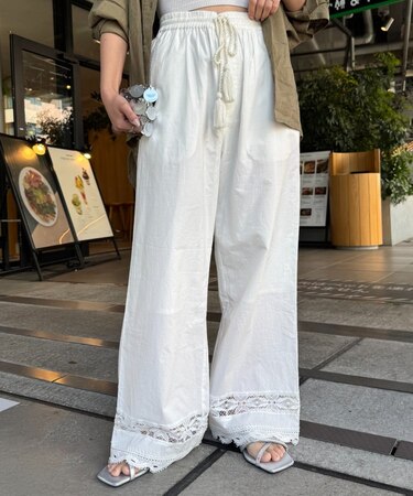 切替レースワイドパンツ