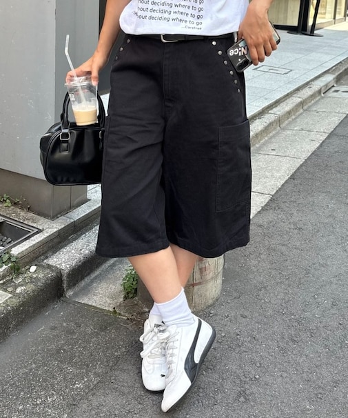 【UNISEX】ハーフスタッズカーゴパンツ