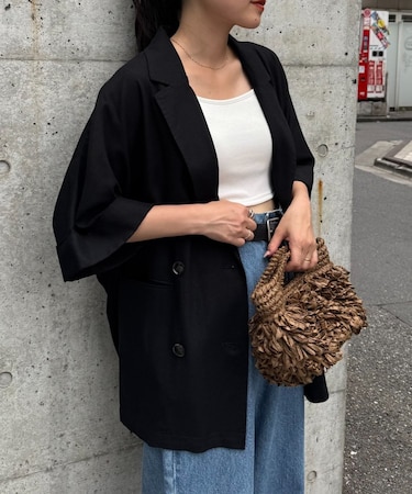 【さらっとした着心地】リネン混ゆったり半袖シャツジャケット