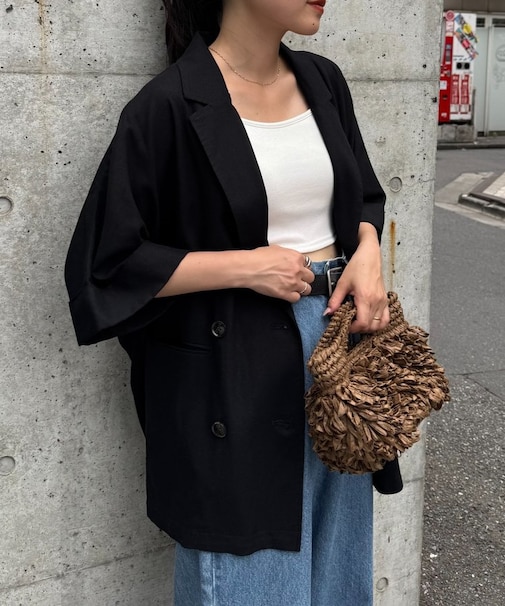 【さらっとした着心地】リネン混ゆったり半袖シャツジャケット