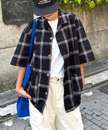 【ユニセックスで着れる】コットンリネンカバーオールシャツ