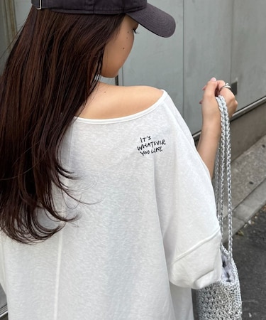 シアースラブワンポイント刺繍オーバー半袖Tee