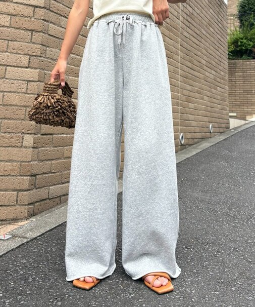 裏毛ワイドスウェットパンツ/イージーパンツ