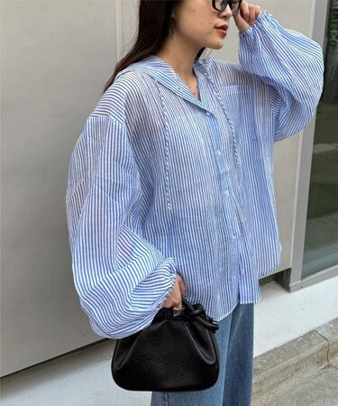 【新色追加/体型カバーも叶う】フード付きシアーシャツ