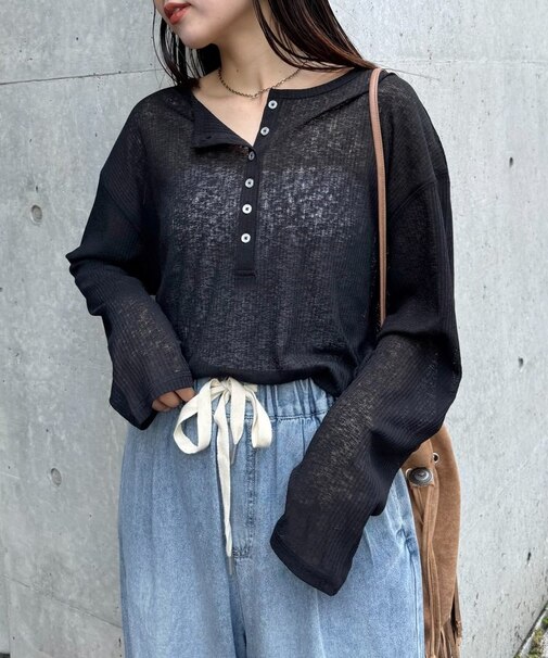 2WAYシアーヘンリーネックTEE