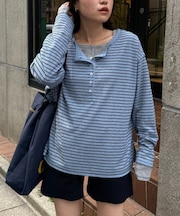2WAYシアーヘンリーネックTEE