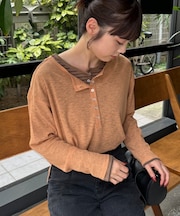 2WAYシアーヘンリーネックTEE