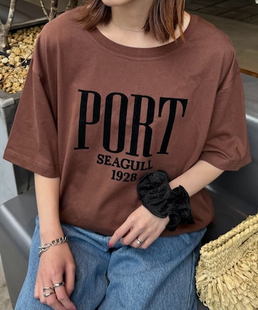 フロッキーロゴプリント半袖オーバーTee