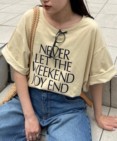 フロッキーロゴプリント半袖オーバーTee