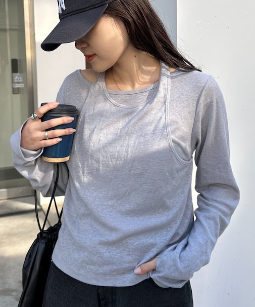 【よちえ企画】韓国っぽホルターネックシアーTEE