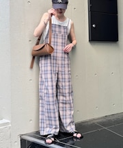 チェック切り替えキャミサロペ