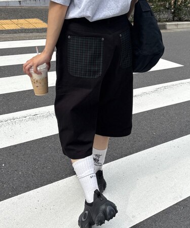 【UNISEX】バックチェックポケットハーフパンツ