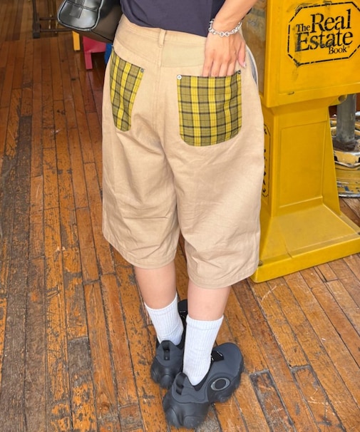 【UNISEX】バックチェックポケットハーフパンツ