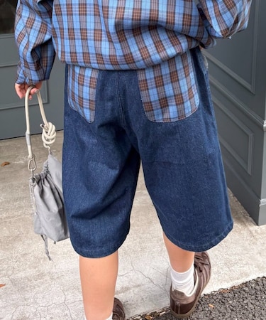 【UNISEX】バックチェックポケットハーフパンツ