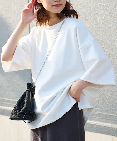 【ユニセックス】ポンチハイカウントサイドスリットビッグシルエットTee