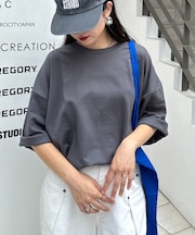 【ユニセックス】ポンチハイカウントサイドスリットビッグシルエットTee