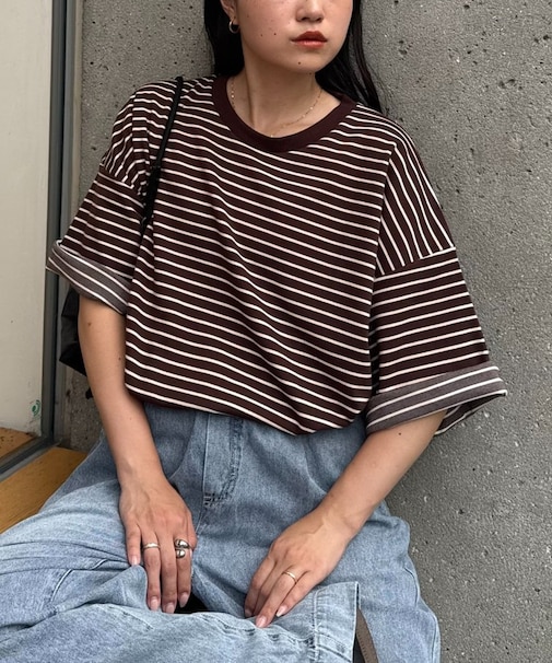 【ユニセックス】ポンチハイカウントサイドスリットビッグシルエットTee