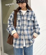 【コーデュロイ袖切り替え】【ユニセックス】モールチェックシャツジャケット