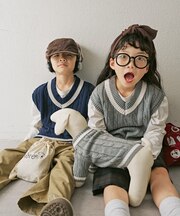 【KIDS】TEE付きで簡単レイヤード！チルデンニットベスト