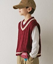 【KIDS】TEE付きで簡単レイヤード！チルデンニットベスト