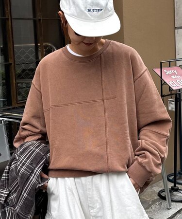 【ロングシーズン着回し】【ユニセックス】ヴィンテージ切り替えスウェット