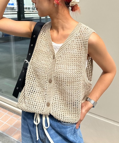 2WAYメランジメッシュニットベスト