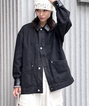 【ユニセックス】レザーカラーウエスタンデニムジャケット/セットアップアイテムあり