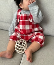 【KIDS/BABY】チェック柄サロペットロンパース