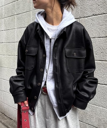 【UNISEX】レザーシャツジャケット