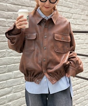 【UNISEX】レザーシャツジャケット