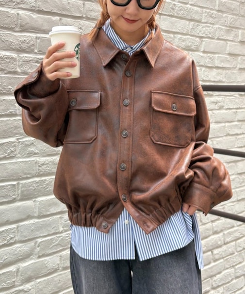 【UNISEX】レザーシャツジャケット