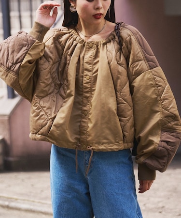 etsintaリメイクキルティングコクーンジャケット