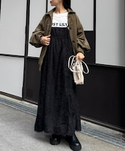 サテンパイピングフェザー2WAYキャミワンピ