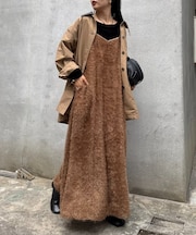 サテンパイピングフェザー2WAYキャミワンピ