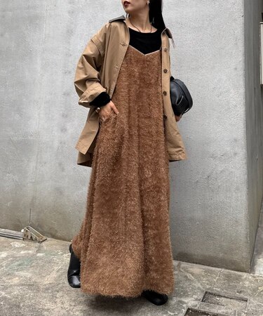 サテンパイピングフェザー2WAYキャミワンピ